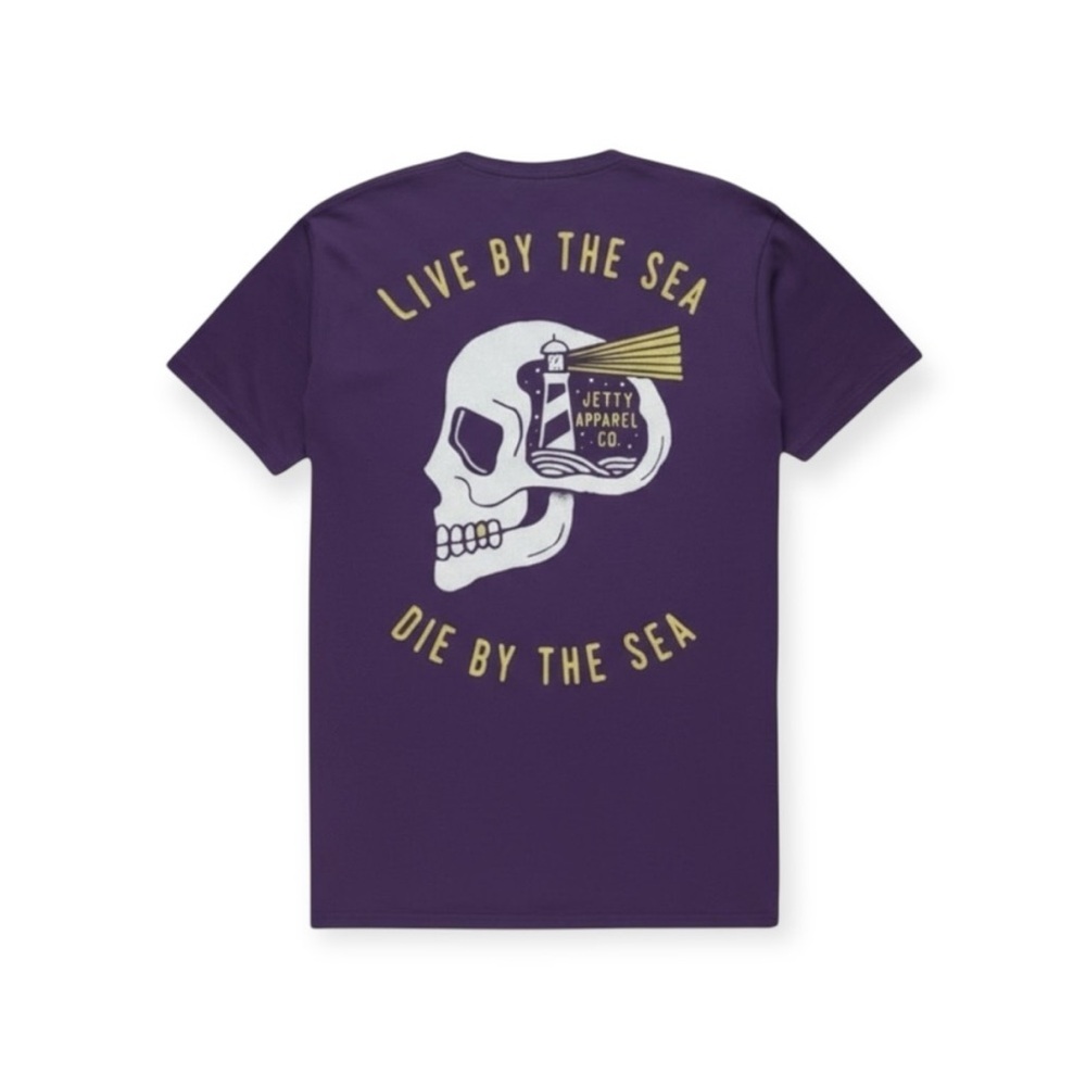 new Jetty ☀︎︎ Super Soft Skullhouse Surfer Tee T Shirt☀︎︎ Oxblood Purple ☀︎︎ XL